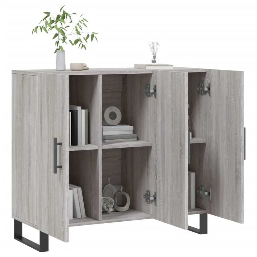 Buffet sonoma gris 90x34x80 cm bois d'ingénierie - 4