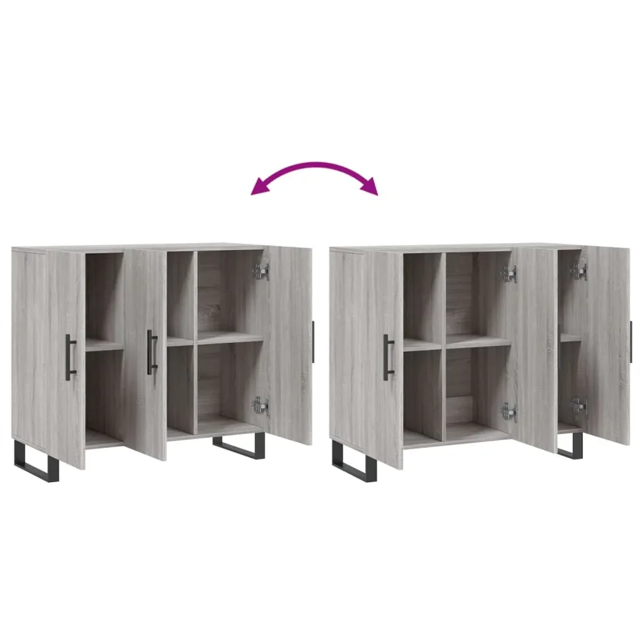 Buffet sonoma gris 90x34x80 cm bois d'ingénierie - 9