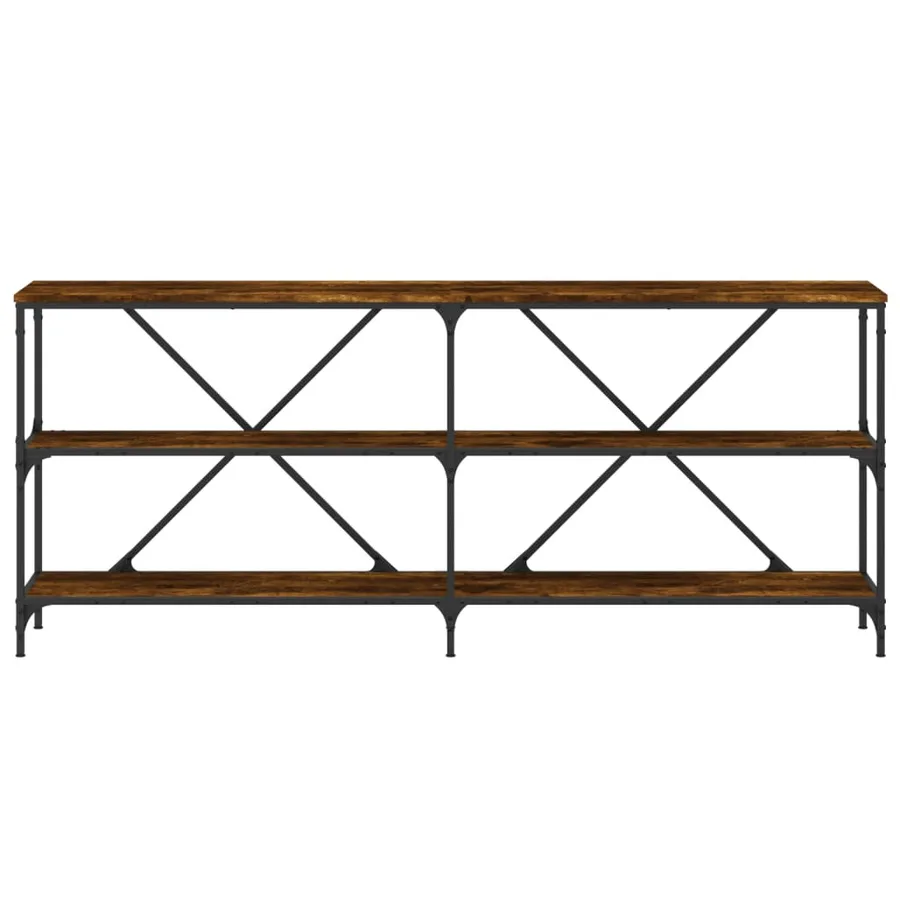 Table console chêne fumé 180x30x75 cm bois d'ingénierie et fer - 4