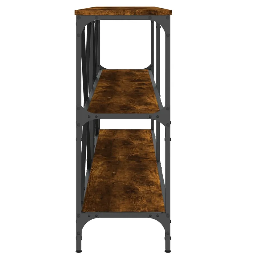 Table console chêne fumé 180x30x75 cm bois d'ingénierie et fer - 5