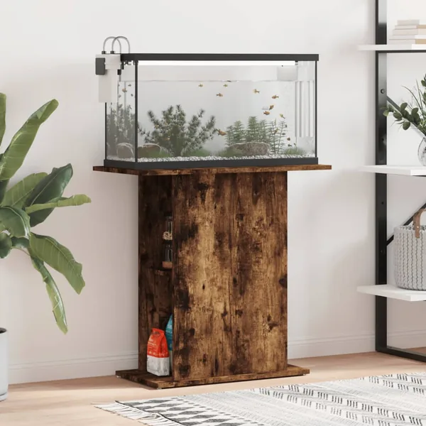 Support d'aquarium chêne fumé 75x36x72,5 cm bois d'ingénierie
