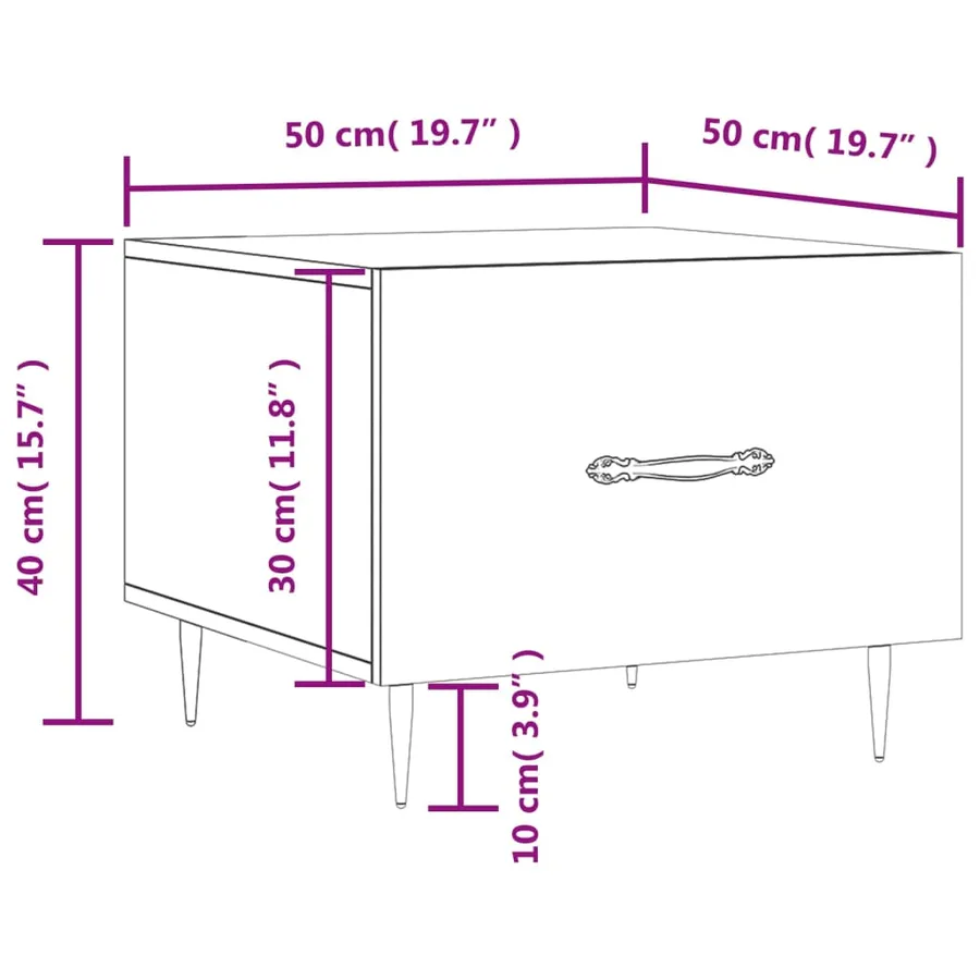 Table basse blanc 50x50x40 cm bois d'ingénierie - 12