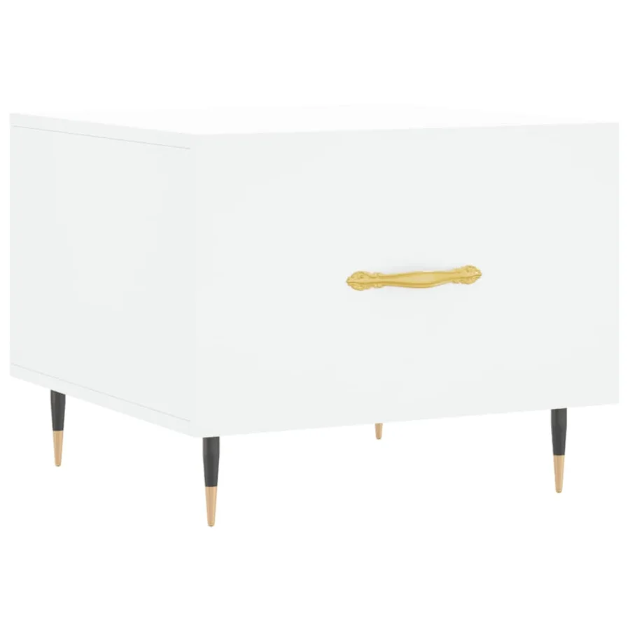 Table basse blanc 50x50x40 cm bois d'ingénierie - 2
