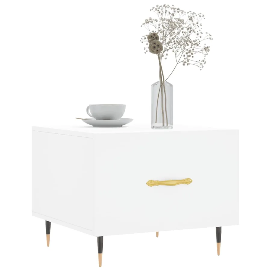 Table basse blanc 50x50x40 cm bois d'ingénierie - 3