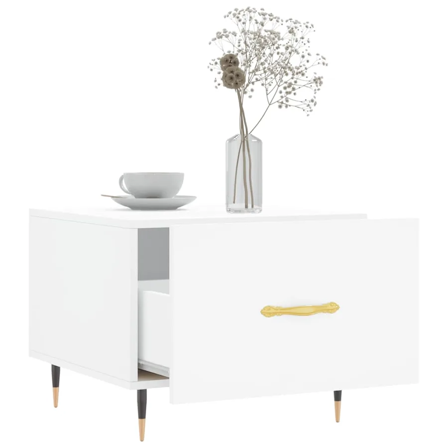 Table basse blanc 50x50x40 cm bois d'ingénierie - 4