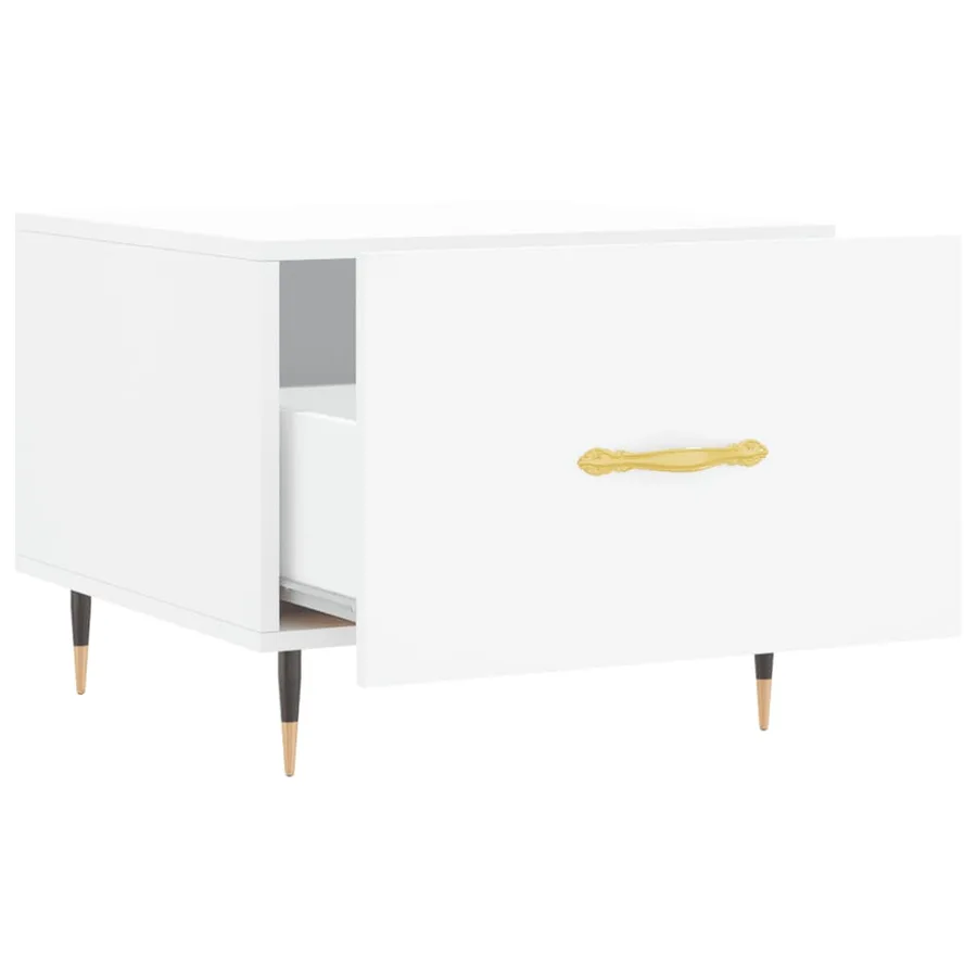 Table basse blanc 50x50x40 cm bois d'ingénierie - 6