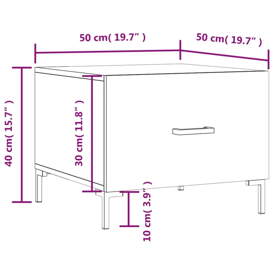 Tables basses 2 pcs blanc 50x50x40 cm bois d'ingénierie - 13
