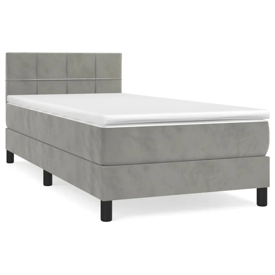 Sommier à lattes de lit et matelas Gris clair 90x190 cm Velours - 2