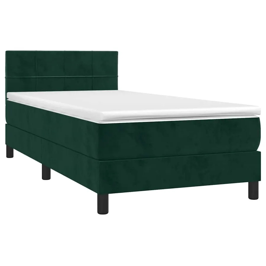 Sommier à lattes de lit et matelas et LED Vert foncé 90x190 cm - 4