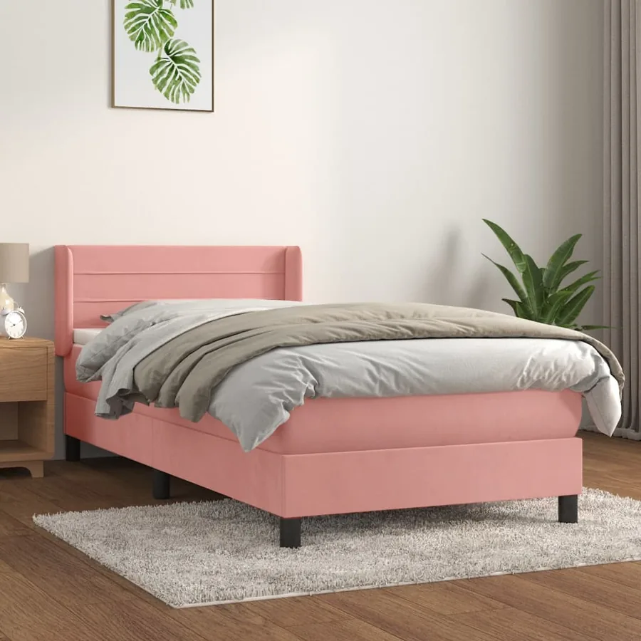 Sommier à lattes de lit avec matelas Rose 90x190 cm Velours
