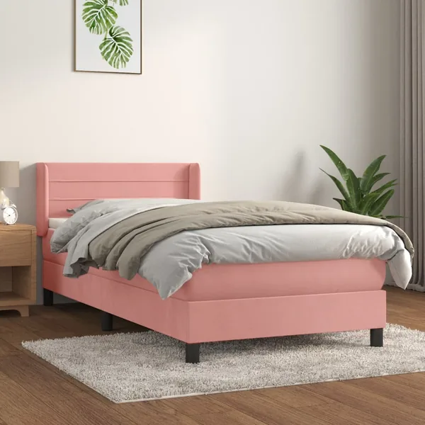 Sommier à lattes de lit avec matelas Rose 90x190 cm Velours