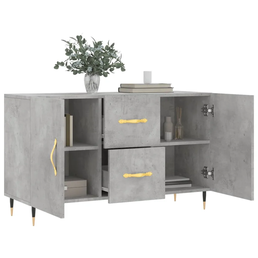 Buffet gris béton 100x36x60 cm bois d'ingénierie - 4