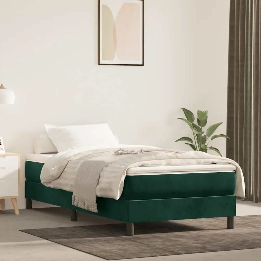 Sommier à lattes de lit avec matelas Vert foncé 90x190 cm