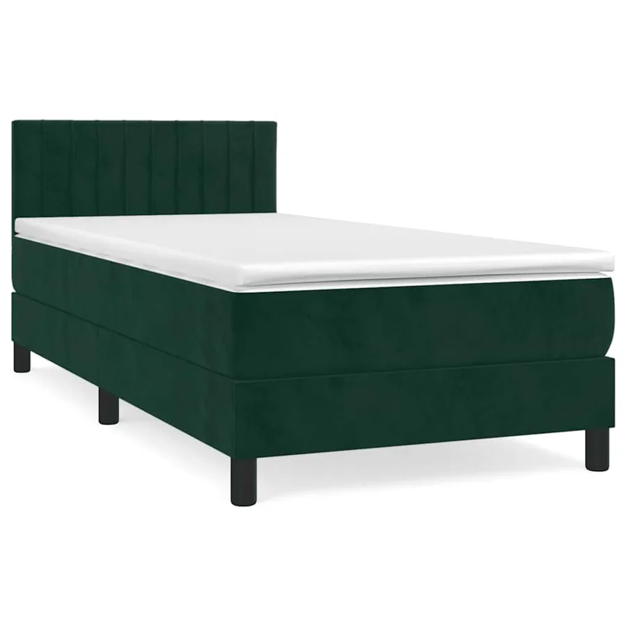Sommier à lattes de lit avec matelas Vert foncé 90x190 cm - 2