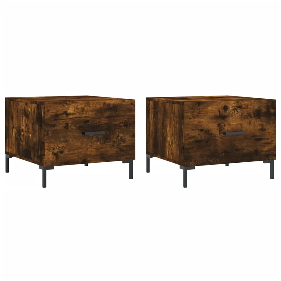 Tables basses 2 pcs chêne fumé 50x50x40 cm bois d'ingénierie - 2