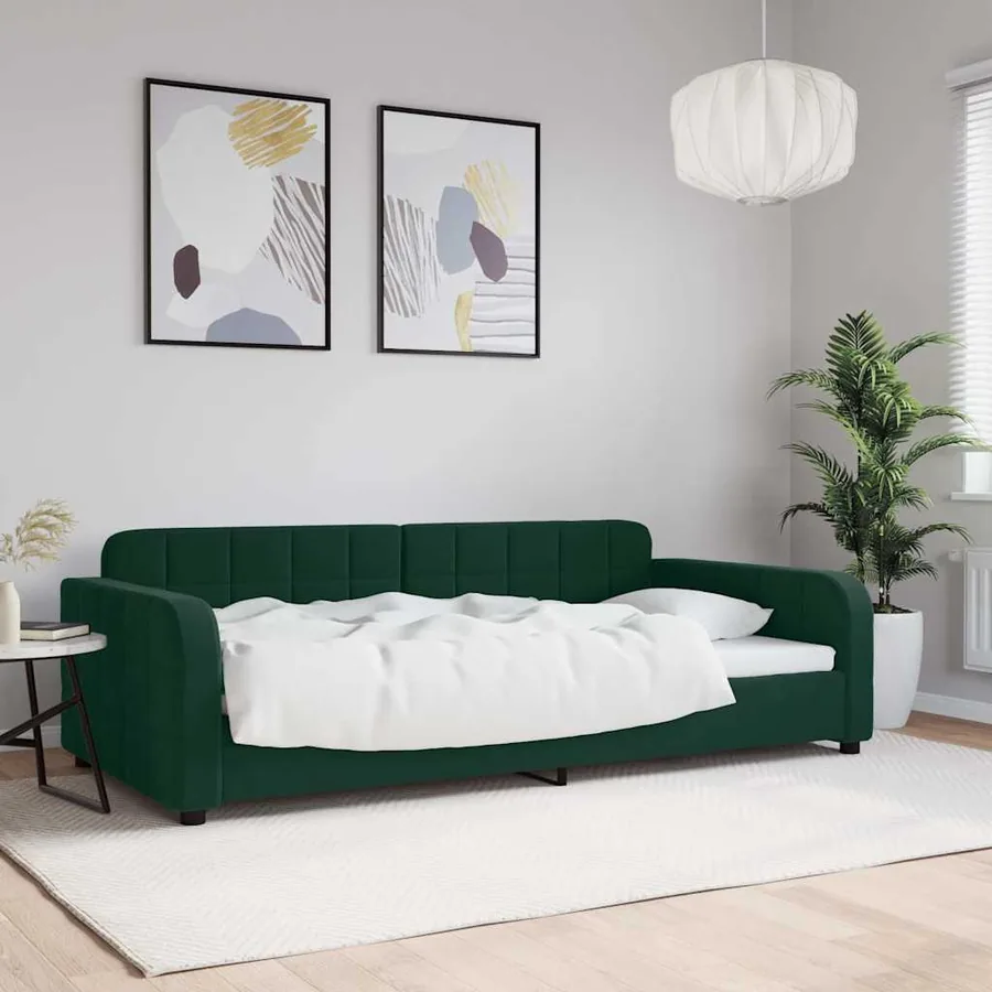 Lit de repos sans matelas vert foncé 100x200 cm velours