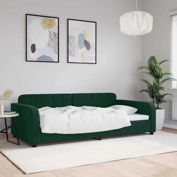 Lit de repos sans matelas vert foncé 100x200 cm velours