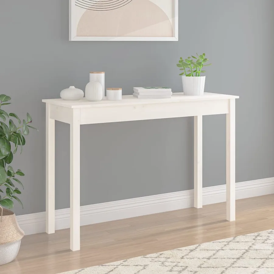 Table console Blanc 110x40x75 cm Bois massif de pin - 3