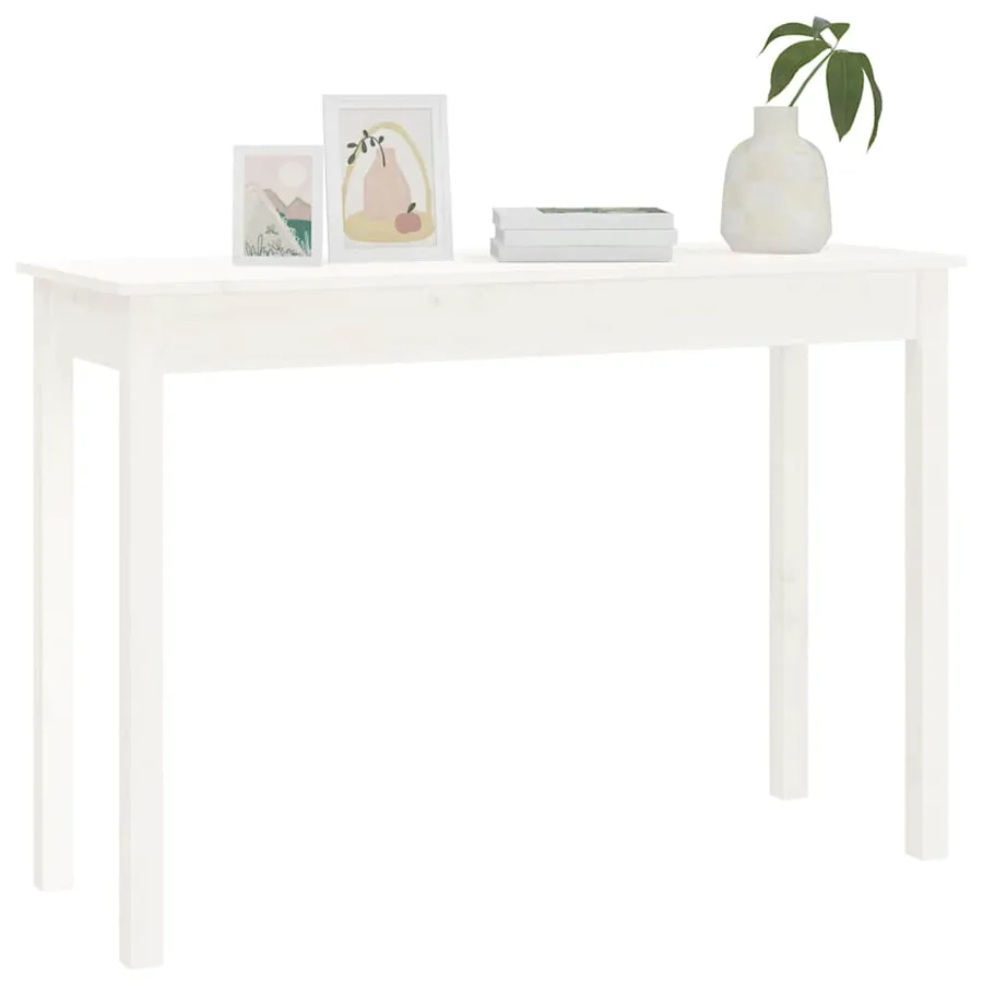 Table console Blanc 110x40x75 cm Bois massif de pin - 4
