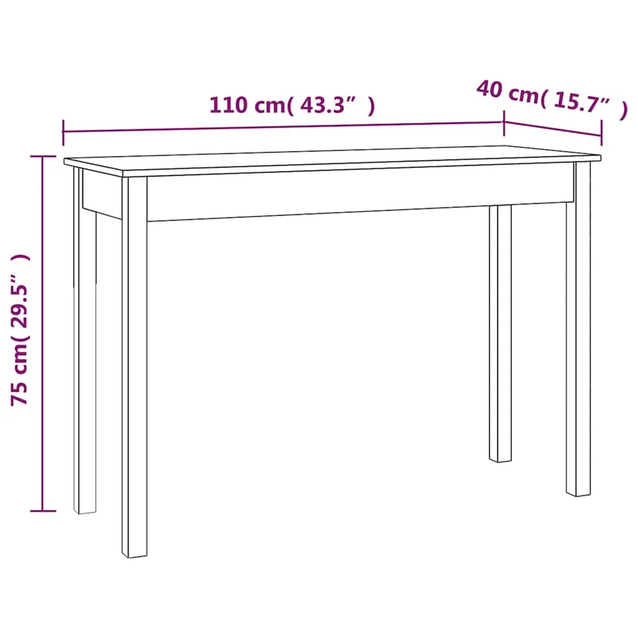 Table console Blanc 110x40x75 cm Bois massif de pin - 8