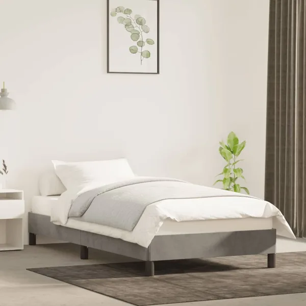Cadre de lit sans matelas gris clair 90x190 cm velours