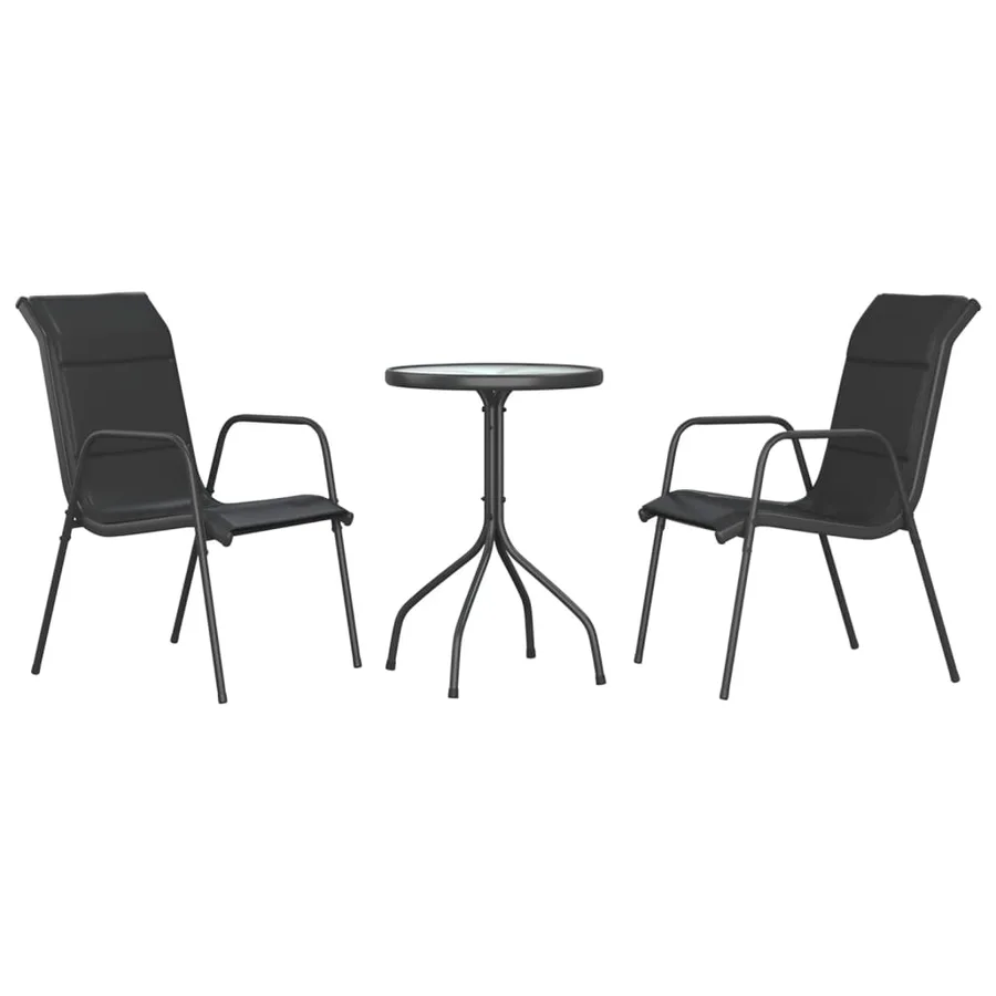 Ensemble à manger de jardin 3 pcs noir acier - 2