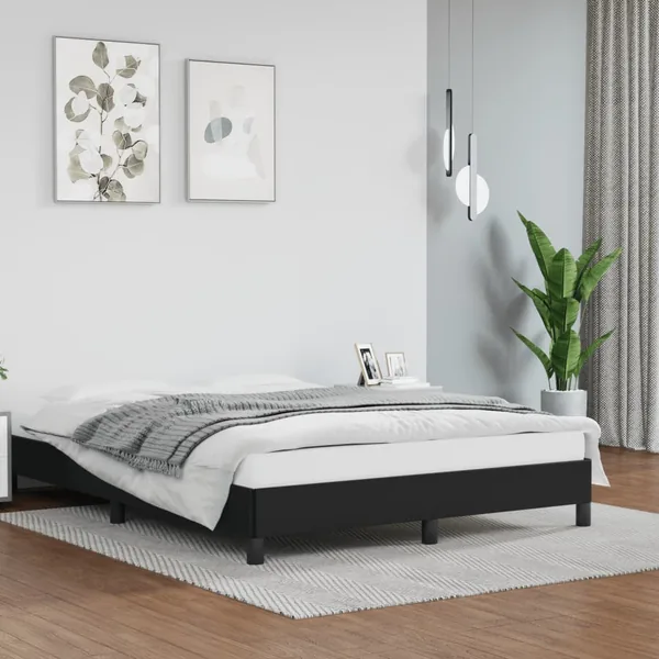 Cadre de lit sans matelas noir 140x200 cm similicuir