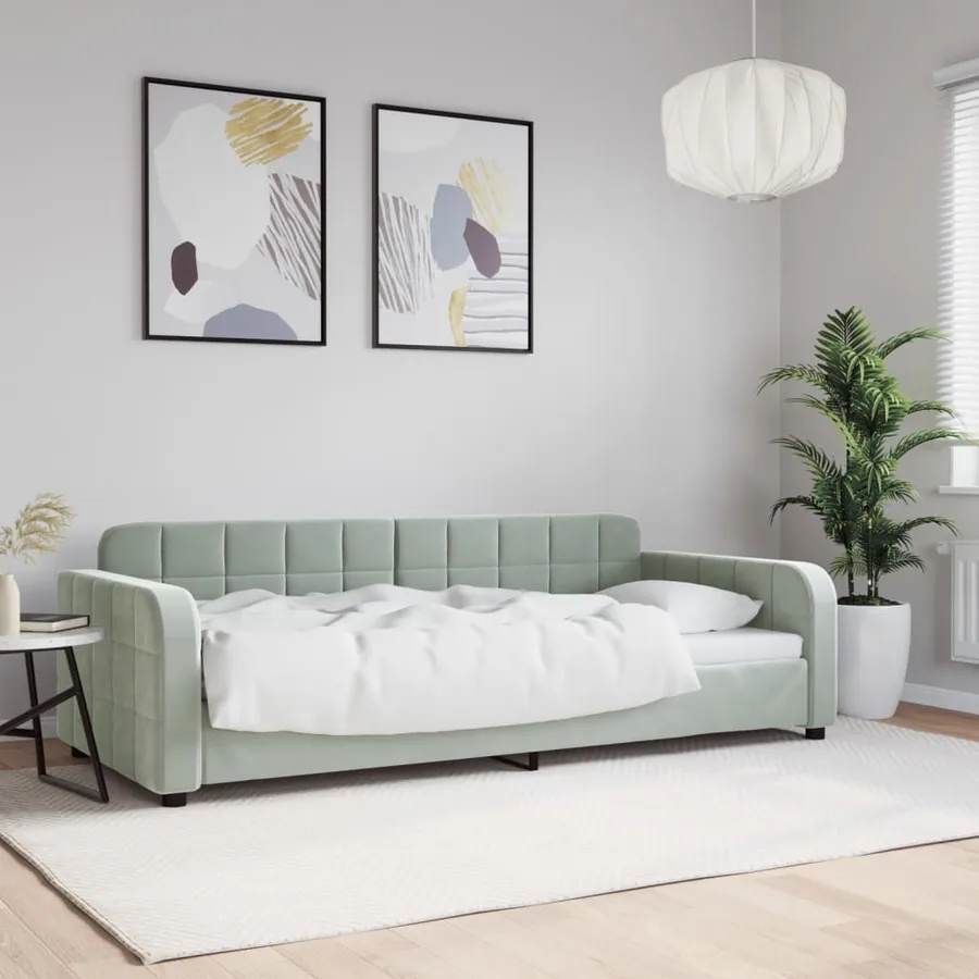 Lit de repos sans matelas gris clair 90x190 cm velours