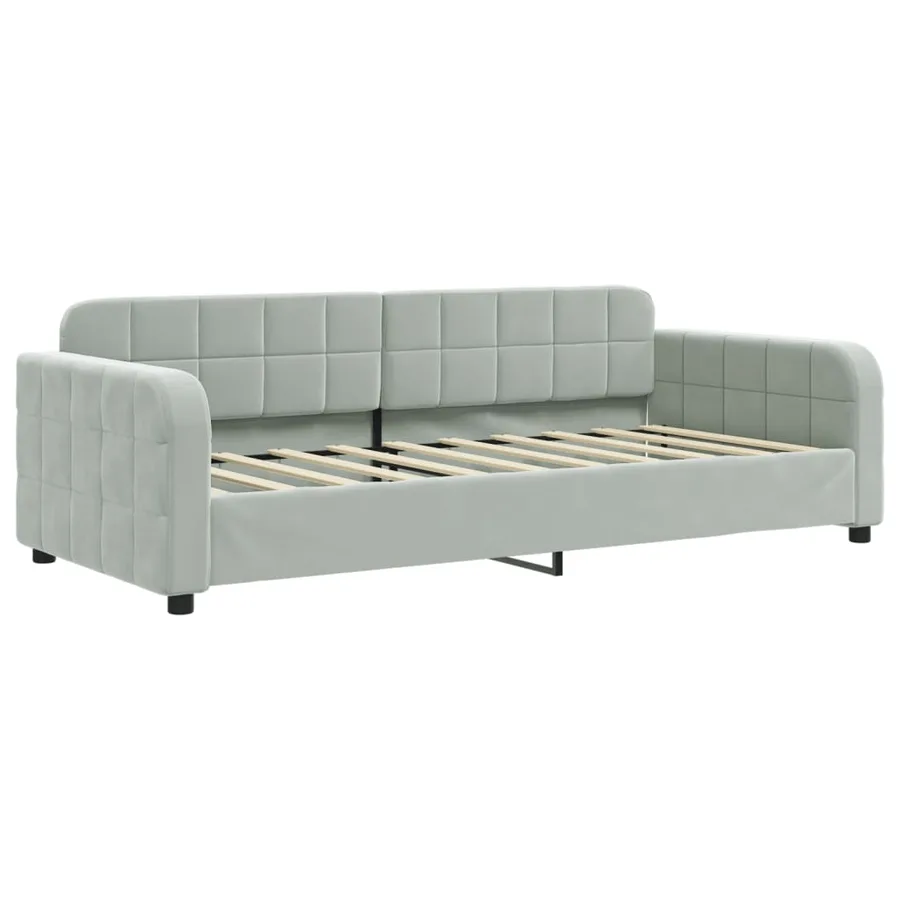 Lit de repos sans matelas gris clair 90x190 cm velours - 2