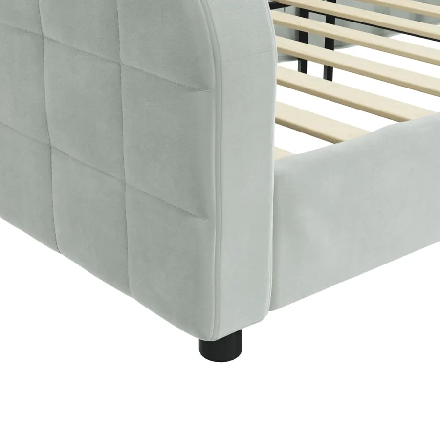 Lit de repos sans matelas gris clair 90x190 cm velours - 6