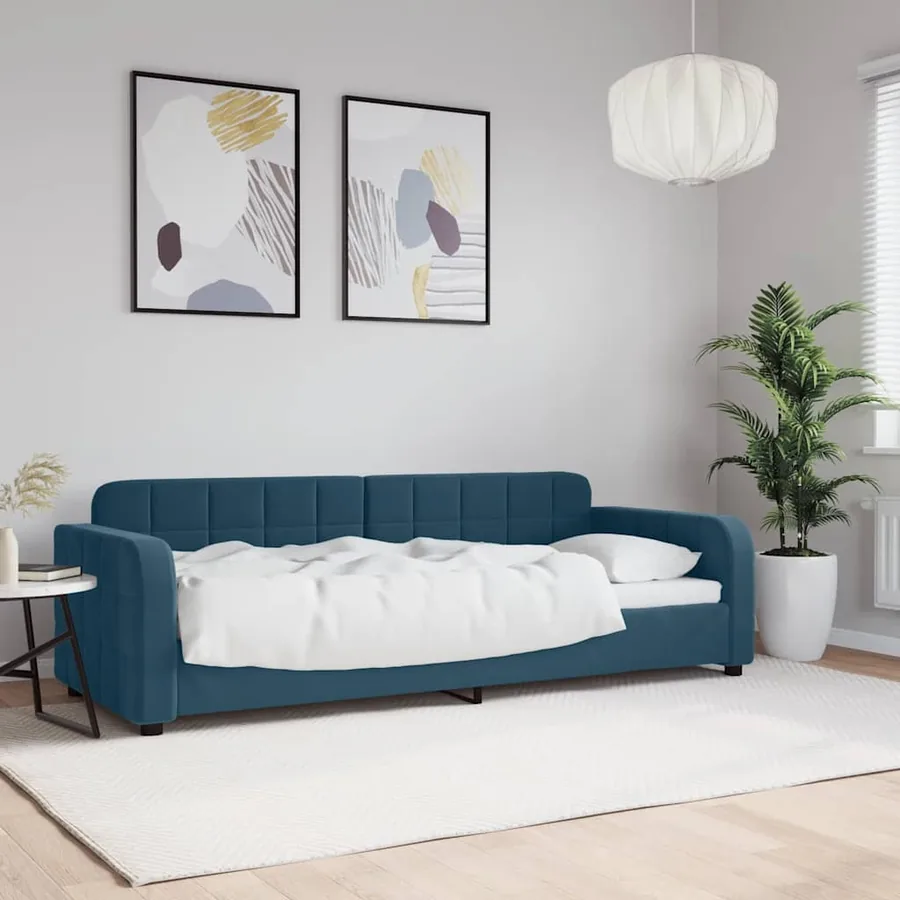 Lit de repos sans matelas bleu 80x200 cm velours