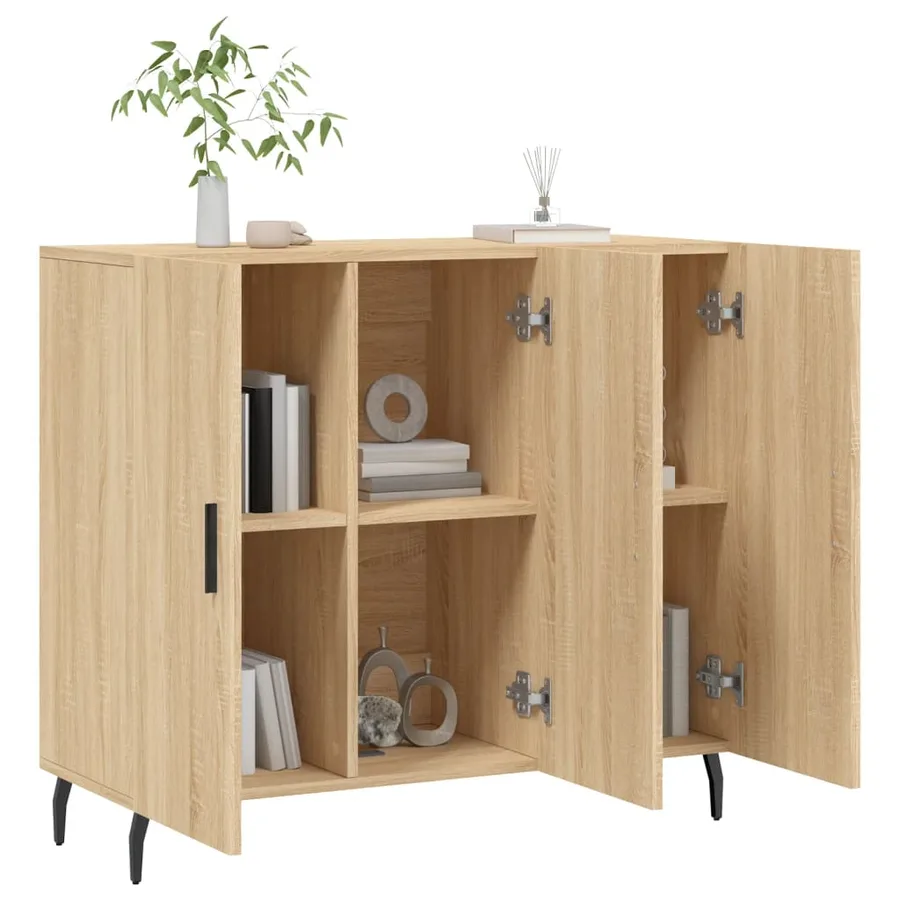Buffet chêne sonoma 90x34x80 cm bois d'ingénierie - 4