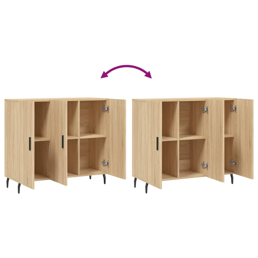 Buffet chêne sonoma 90x34x80 cm bois d'ingénierie - 9