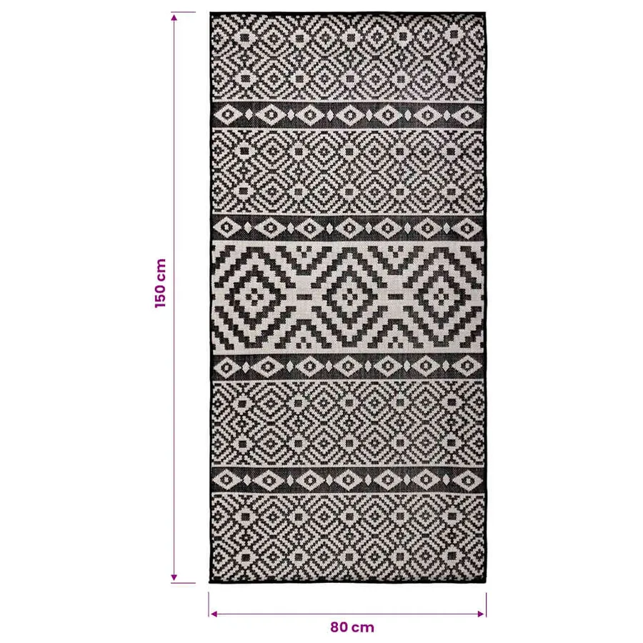Tapis à tissage plat d'extérieur 80x150 cm Rayures noires - 6