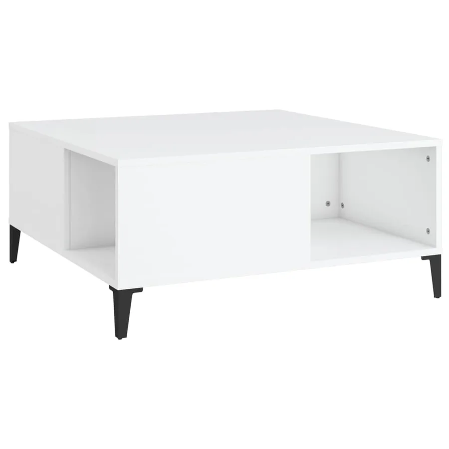 Table basse blanc 80x80x36,5 cm bois d'ingénierie - 2