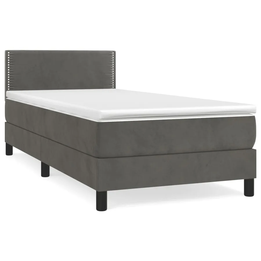 Sommier à lattes de lit et matelas Gris foncé 90x190 cm Velours - 2