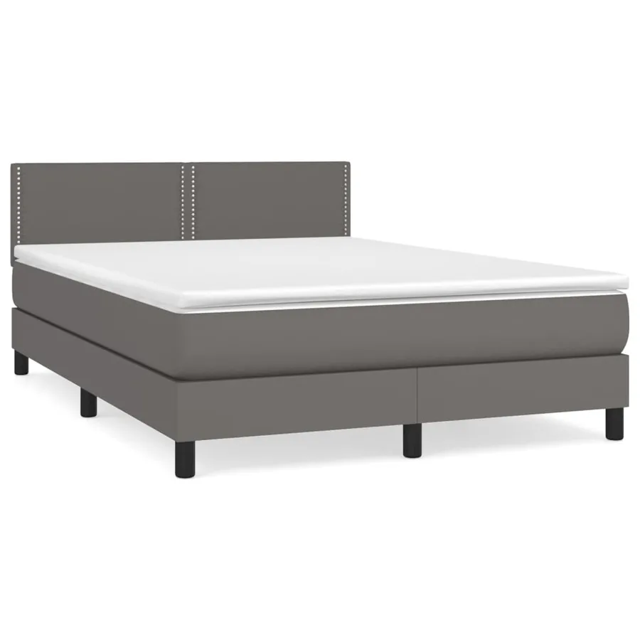 Sommier à lattes de lit avec matelas Gris 140x200 cm Similicuir - 2