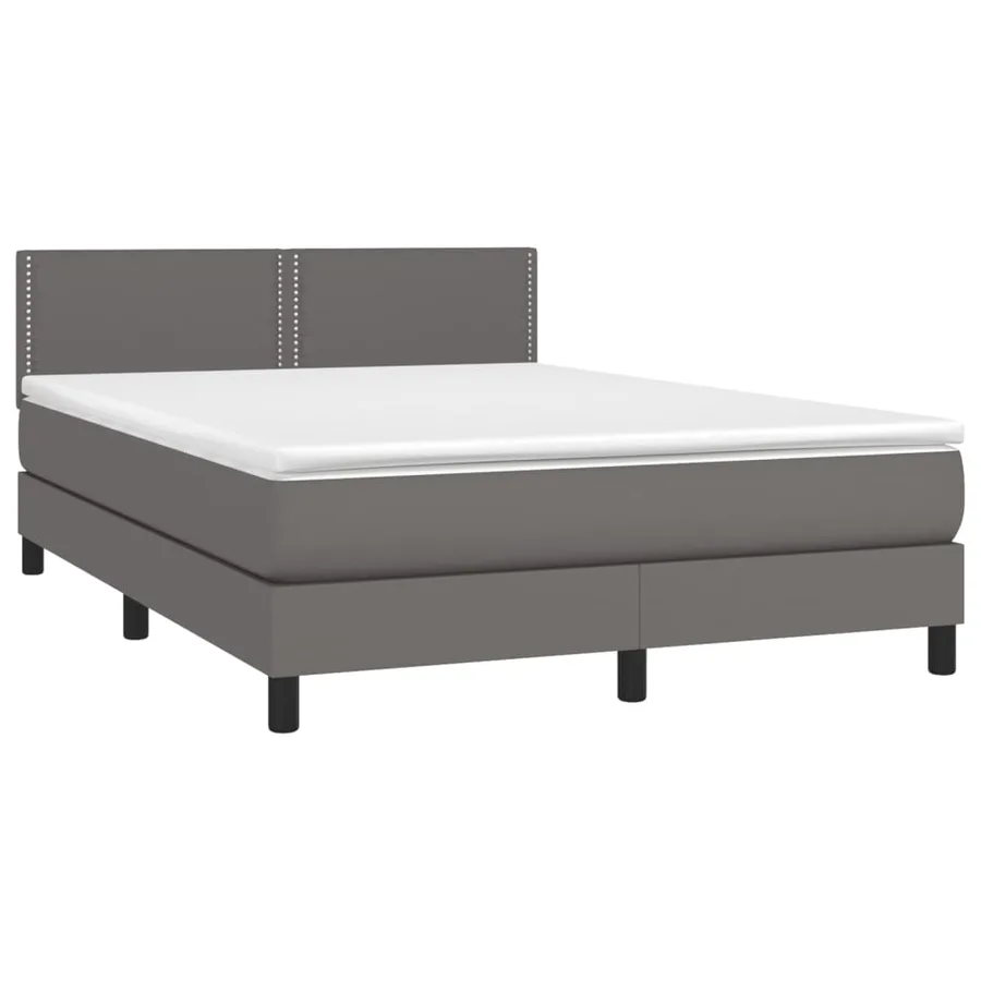 Sommier à lattes de lit avec matelas Gris 140x200 cm Similicuir - 3