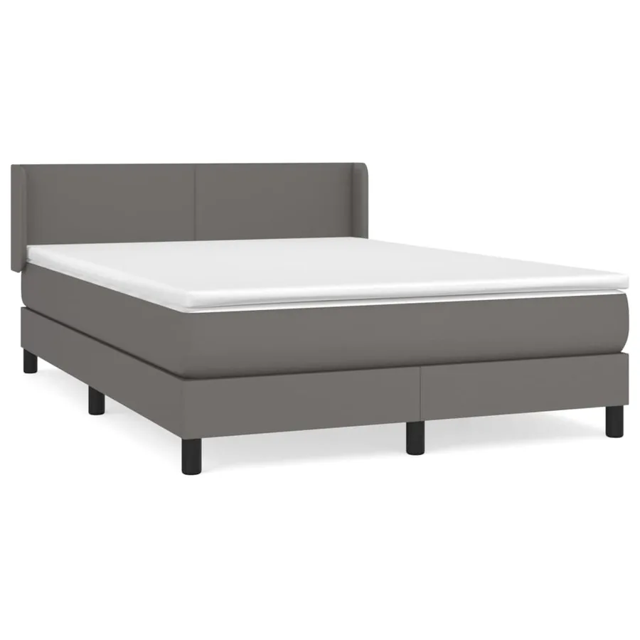 Sommier à lattes de lit avec matelas Gris 140x200 cm Similicuir - 2