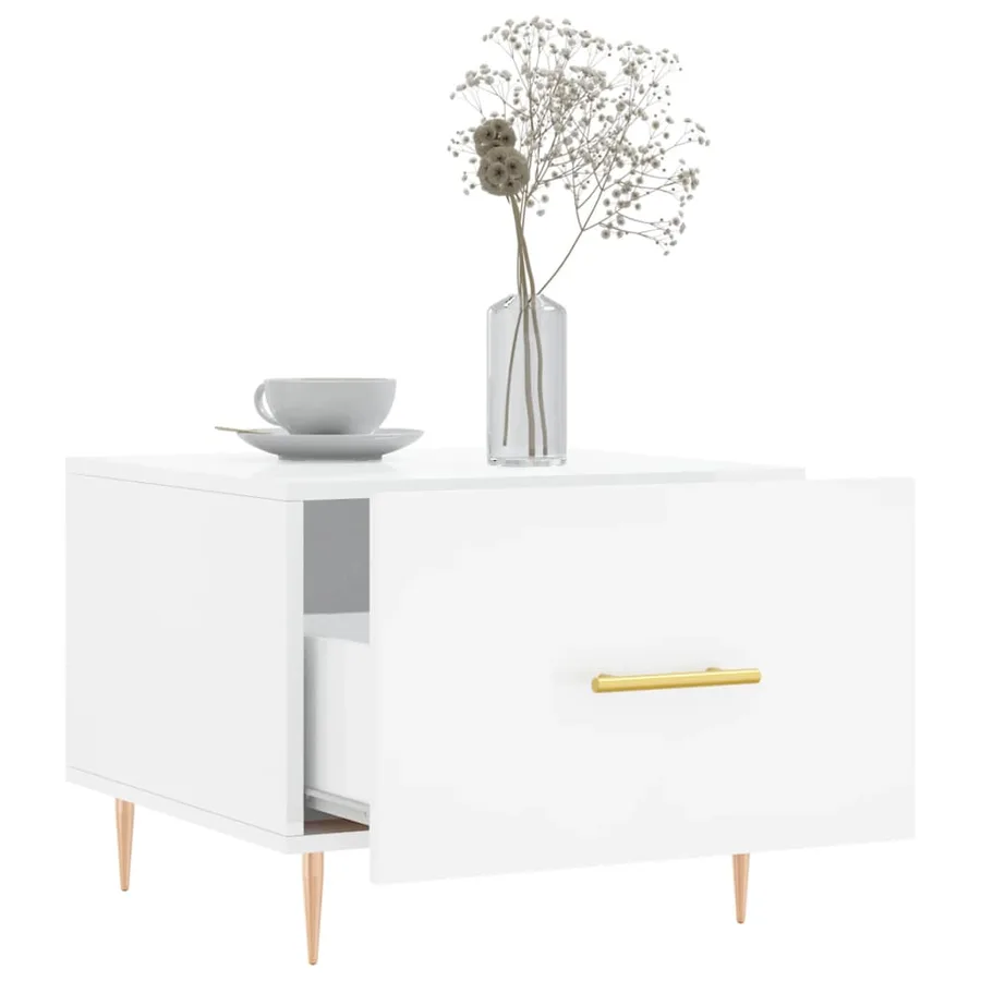 Tables basses 2 pcs blanc brillant 50x50x40cm bois d'ingénierie - 4