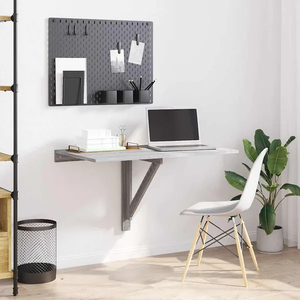 Table murale pliable Sonoma gris 100x60x56 cm Bois d'ingénierie