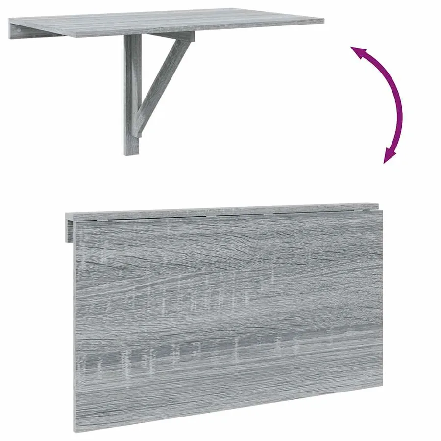 Table murale pliable Sonoma gris 100x60x56 cm Bois d'ingénierie - 8