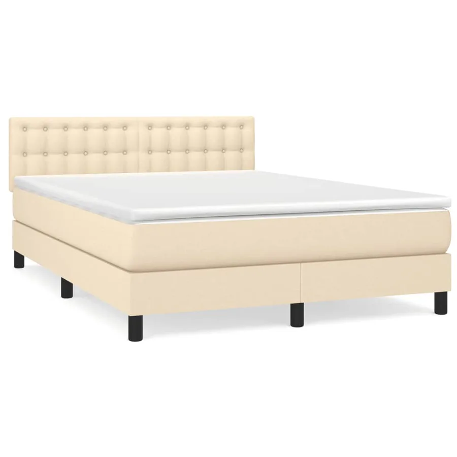Sommier à lattes de lit avec matelas Crème 140x190 cm Tissu - 2
