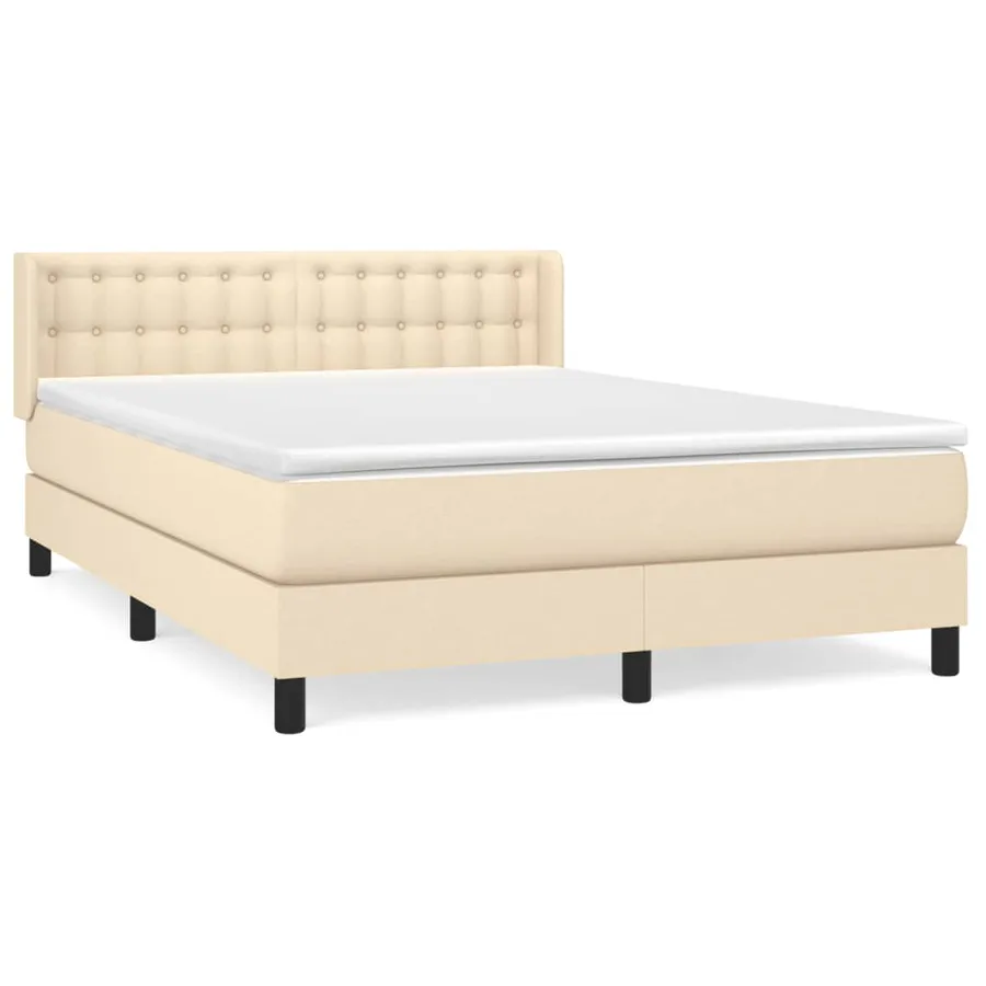 Sommier à lattes de lit avec matelas Crème 140x190 cm Tissu - 2