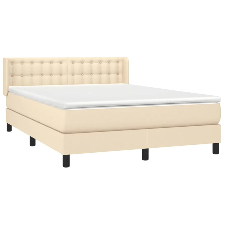 Sommier à lattes de lit avec matelas Crème 140x190 cm Tissu - 3