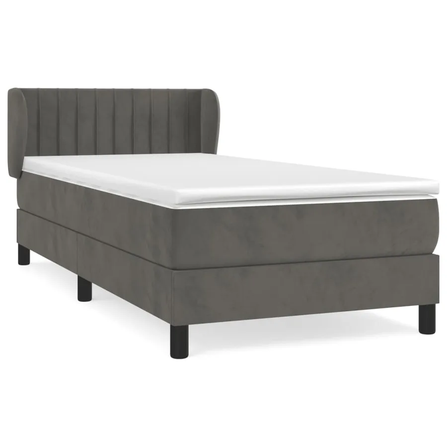 Sommier à lattes de lit et matelas Gris foncé 90x190 cm Velours - 2