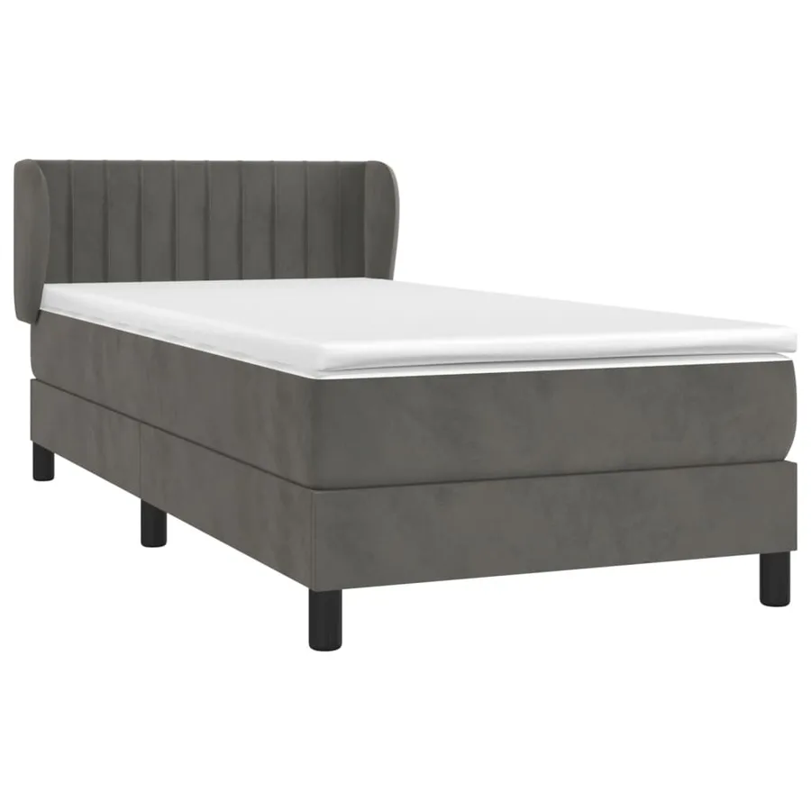 Sommier à lattes de lit et matelas Gris foncé 90x190 cm Velours - 3