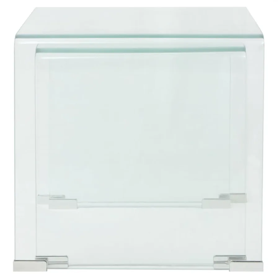 Ensemble de tables gigognes 2 Pièces Verre trempé Transparent - 5