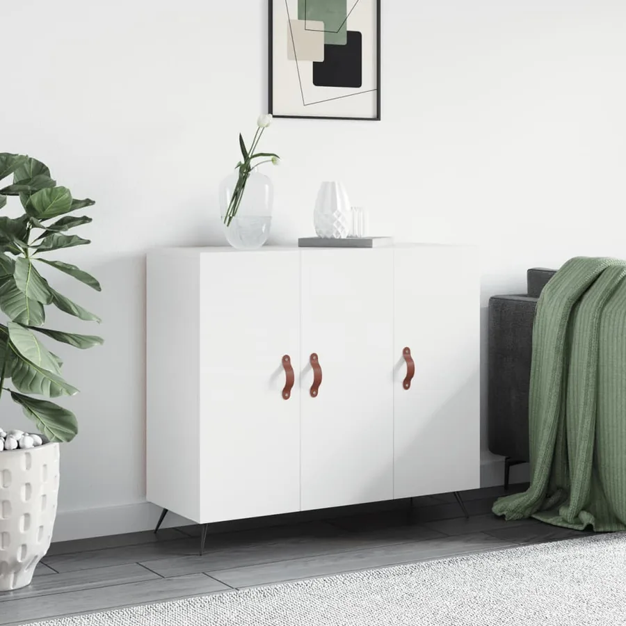 Buffet blanc 90x34x80 cm bois d'ingénierie