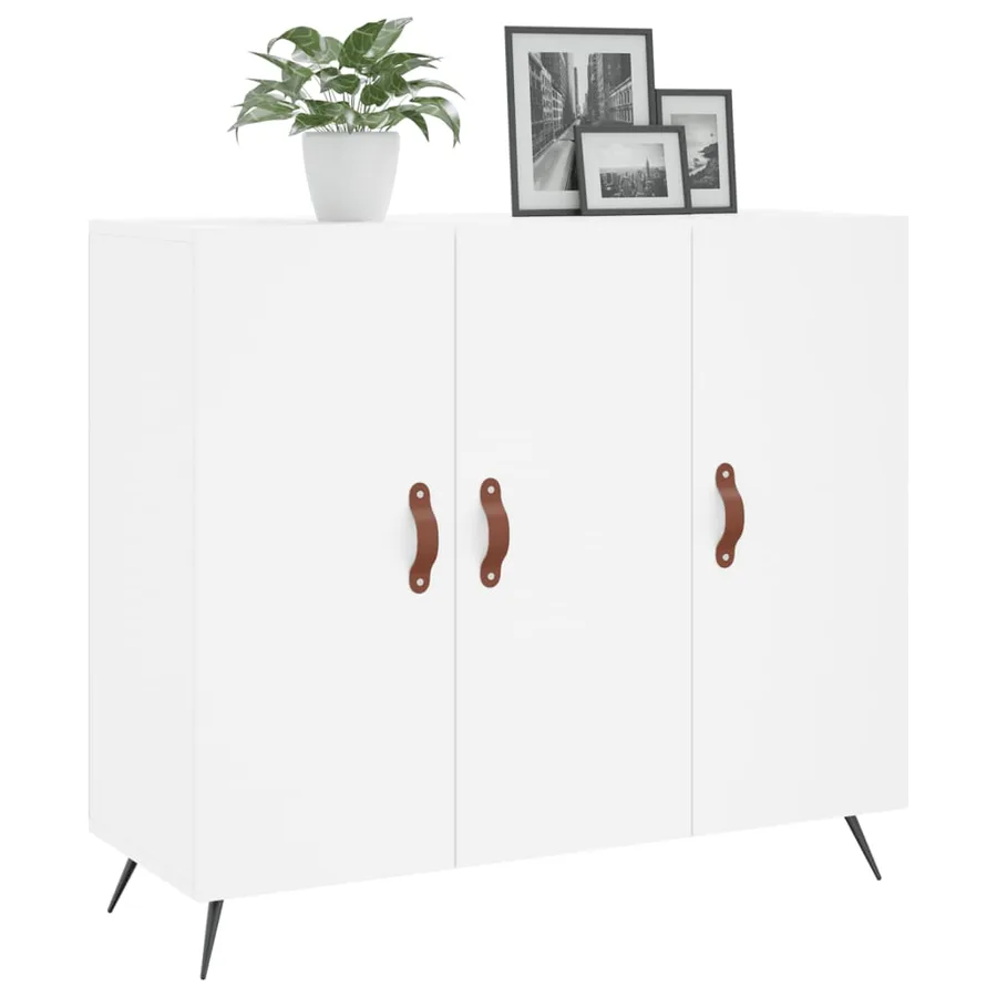 Buffet blanc 90x34x80 cm bois d'ingénierie - 3